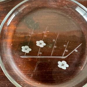美品 昭和レトロ 変わり絵 切子 ガラス皿 5枚セット （0124の画像9