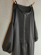 handmade::柔らかOp・black・ウール100・ピンタック・ドルマンスリーブ・ふっくらお袖・FREE ・着丈113センチ・微起毛_画像4