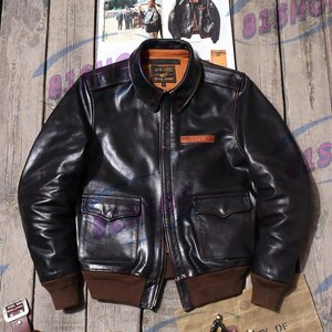 [81SHOP] high quality * 1.3mm tea core Horse Hyde 40's TYPE A-2 V. HILTS emblem flight jacket black XL(40) size selection horse leather 