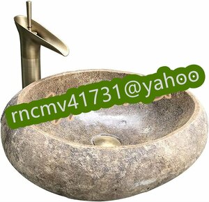 「81SHOP」品質保証☆洗面ボール 陶器 おしゃれ石のカウンタートップ盆地、洗面台の自然な小石、50cm 単一の盆地