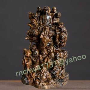 「81SHOP」 極上の木彫 仏教美術 沈香木彫刻 十八羅漢 仏像 精密雕刻 美術品 置物