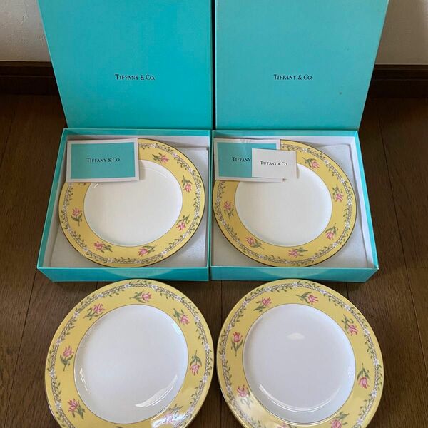 Tiffany ティファニー　デザート皿　ピンクチューリップ　4枚セット