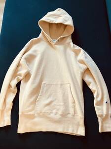 Champion REVERSE WEAVE チャンピオン リバースウィーブ パーカー 復刻タグ 青タグ ベージュ Mサイズ 紐なし