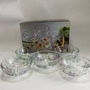 SOGA GLASS contemporary glass collection ガラスボウル クリスタルガラス 食器 花柄 パステルフラワー 5ヶ入リ