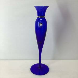SASAKI CRYSTAL ササキクリスタル フラワーベース 一輪挿し ブルー系 青色 金彩 花瓶 花器 クリスタルガラス インテリア 置物 飾