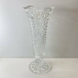 クリスタルガラス フラワーベース 花瓶 花器 花入 置物 インテリア 飾 切子調 カッティング風 透明 クリア