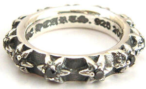 * silver 925 Star band ring with black dia 23.5 number * sterling new goods unused * Star band ring 