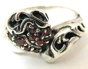 * silver 925 scroll Cobra Heart ring pave ruby 16 number * Heart Cobra Heart scroll Cobra ring new goods unused *