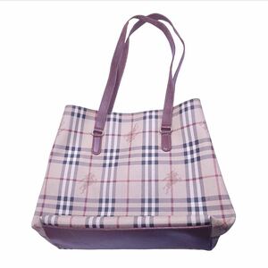 BURBERRY ◆ノバチェック シャドーホース トートバッグ バーバリー ベージュ系 中古 KN-W6JR