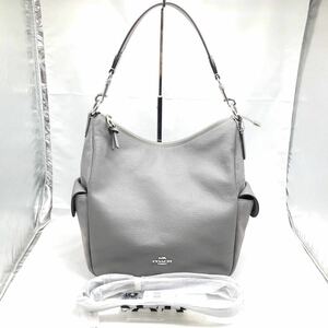 COACH コーチ ペニー ショルダーバッグ 2way グレー レザー C1522 中古 YS H0XI