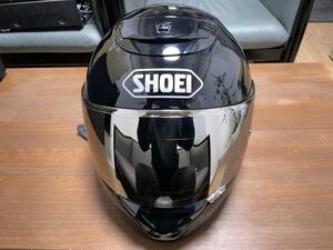 SHOEI QWEST ショウエイ クエスト XL 61cm フルフェイス ヘルメット 艶あり ブラック + シルバー ミラーシールド付き バイク 二輪 メット