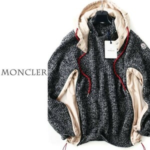 dp243●MONCLERモンクレール●ウールモヘア混●着脱フードデザインニットセーター●暖か●