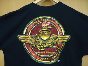 即決　ＵＳ　ミリタリー　USMC　海兵隊　偵察部隊　Ｔシャツ　黒色　ＸＬ　MADE IN USA