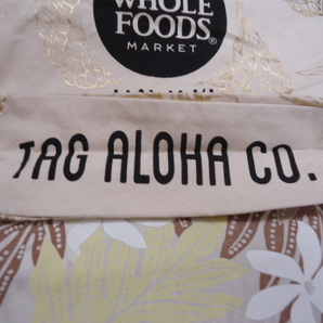 即決 ハワイ WHOLE FOODS ホールフーズ エコバック トートバック クリーム色 黒・金色ロゴ・パイナップル柄 新品 未使用品の画像6