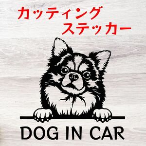 カッティングステッカー DOG IN CAR ロングコート チワワ