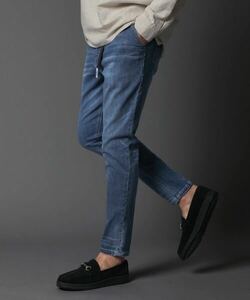 The DUFFER of ST.GEORGE RE PET VERTICAL STRETCH DENIM：サステナブル リサイクルデニム 立体裁断イージーデニムパンツ M