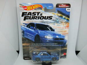 【最後の在庫：貴重】HOTWHEELS FAST&FURIOUS NISSAN SKYLINE GT-R[BNR34] ホットウィール ワイルドスピード ニッサン スカイラインGT-R