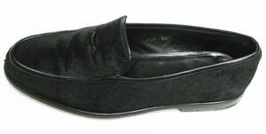 GIORGIO ARMANI CARFHAIR LEATHER SHOES 40.5 BLACK (joru geo Armani is lako leather slip-on shoes 40.5 shoes leather shoes fur 