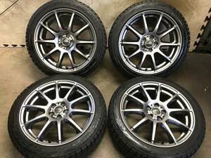 【215/45R17】ブリヂストン スタッドレスタイヤ【17×7J+48 PCD100 5H】A-TECH軽量鋳造アルミホイール４本 86,BRZ,プリウス