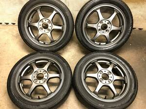 【165/55R15】溝有国産ラジアルタイヤ【15×4.5J+45 PCD100 4H】社外アルミホイール 4本 軽自動車