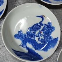 松に鶴　4寸　印判小皿　10枚　中古　/染付/骨董/アンティーク/和食器/陶磁器/_画像3