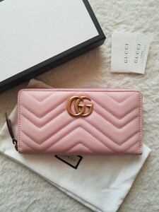 新品 訳あり GUCCI グッチ GGマーモント キルティング ラウンドファスナー 長財布 ライトピンク 443123 DRW1T 5909 国内完売