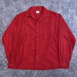 Vintage 1950s PENNEYS Chamois Cotton Shirt ペニーズ シャモアクロス コットン シャツ レッド 50年代 ヴィンテージ ビンテージ