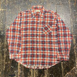 60s KLONDIKE Flannel Shirt クロンダイク プリント フランネル シャツ チェック レッド ネイビー 60年代 ヴィンテージ ビンテージ vintage