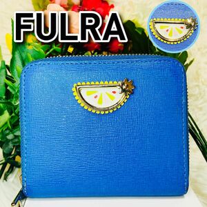 可愛い●高島屋大阪購入●FURLA●フルラ●PRIMIZIA●二つ折り財布●ラウンドファスナー●ブルー●レディース●ミニ財布●