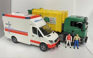N153 ブルーダー bruder 救急車 ごみ収集車 フィギュア まとめて ドイツ製 MB MAN 動作確認済 大きいおもちゃ 中古品