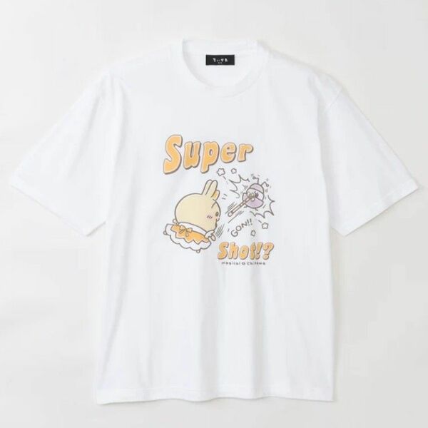 超まじかるちいかわ ビッグTシャツ Super Shot！？ ホワイト うさぎ Lサイズ