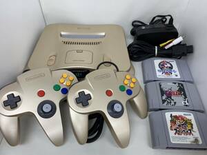 【美品】【動作確認済】 NINTENDO 64 ゴールド 本体 [NUS-001] コントローラー ターミネーターパック ソフト付き フルセット