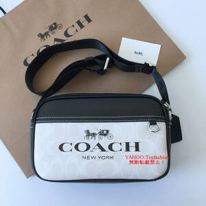 ☆新品☆コーチ/COACH バッグ CP062 チョーク×ブラックマルチ ショルダーバッグ グラハム クロスボディー ダブルジップ アウトレット品