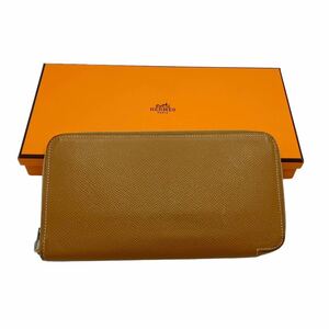 【良品】エルメス HERMES アザップロング シルクイン ヴォーエプソン 長財布 ブラウン