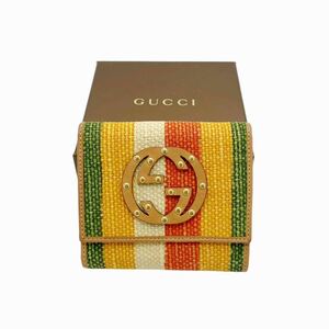 【良品】グッチ GUCCI 121569 インターロッキングG Wホック 二つ折り財布 キャンバス マルチカラー