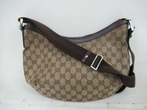 1円★中古品【GUCCI】グッチ ショルダー バッグ 斜め掛け GG キャンバス×レザー 18092 002123 ブランド