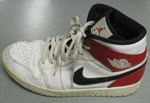 ナイキ NIKE AIR JORDAN 1 MID White/Black/Gym Red US10 28cm スニーカー 554724-116 エアジョーダン ハイカット 