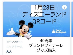 1月23日 ディズニーランド グッズ購入用 チケット　QRコード オンライン ショッピング 40周年 グランドフィナーレ ２枚有