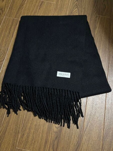 BALMAN バルマン ストール マフラー 黒 ブラック ウール(中古美品)