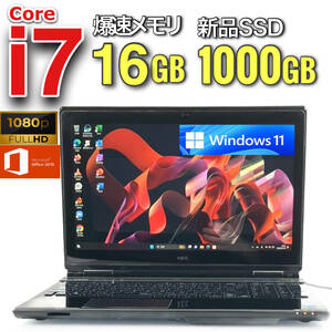 タッチパネル★極速i7★【新品SSD1TB(1000GB)+新品メモリ16GB】Core i7-3.40GHz/フルHDノートパソコン/Windows11/Office2019 H&B/Bluetooth