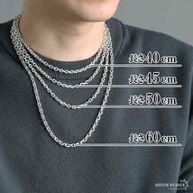 シルバー925 あずきチェーン ネックレス 幅5mm 50cm 4面カット ホワイト 重厚 メンズ 男性 金属アレルギー対応_画像7