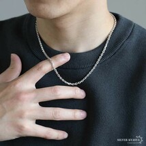 シルバー925 あずきチェーン ネックレス 幅3mm 50cm 4面カット ホワイト 重厚 メンズ 男性 金属アレルギー対応_画像6