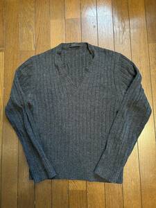 PRADA[ Prada ] short gray MEN'S*V neck knitted /46* wool 70/ cashmere 30