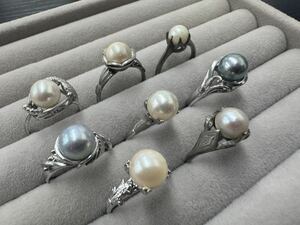 a5 全てSILVER シルバー刻印 本真珠 パール など リング 指輪 アクセサリー 大量 まとめ売り まとめ TIA