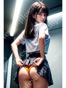 【高画質・高品質：350dpi】 A3ポスター相当（29.7cm×44.5cm）AI美女グラビア セクシー かわいい 女の子 コスプレ JKパンツ3