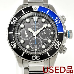  Seiko SEIKO men's wristwatch chronograph solar quarts diver foreign model SSC017P1 reimport 200M waterproof black secondhand goods 