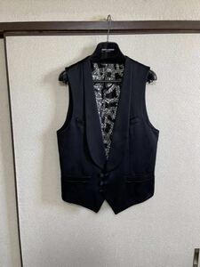 【良品】【レターパックプラス対応】 NUNBER NINE ナンバーナイン SILK VEST ショールカラーベスト ジレ BLACK ブラック 黒色 即決あり