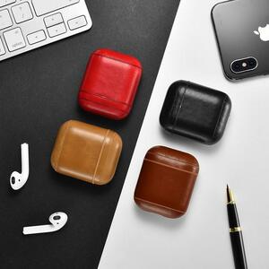 VIN001【正規品】iCARER アップル AirPods 用 本革 ビンテージレザー AirPods 保護ケース セットしたまま充電可能 カーキ