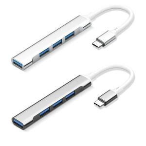 USB HUB USB3.0×1 USB2.0×3 アダプタ USB3.1 TYPE C TO 4USB HUB 給電、高速データ転送対応 薄型 灰 USB Aタイプ