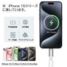 Lightning-USB Ｃメス 充電、データ アダプタ 27W オスーメス 3cm Type Cを持つiPhone15シリーズ/iPad Pro11など対応 ストラップ孔あり 灰_画像9